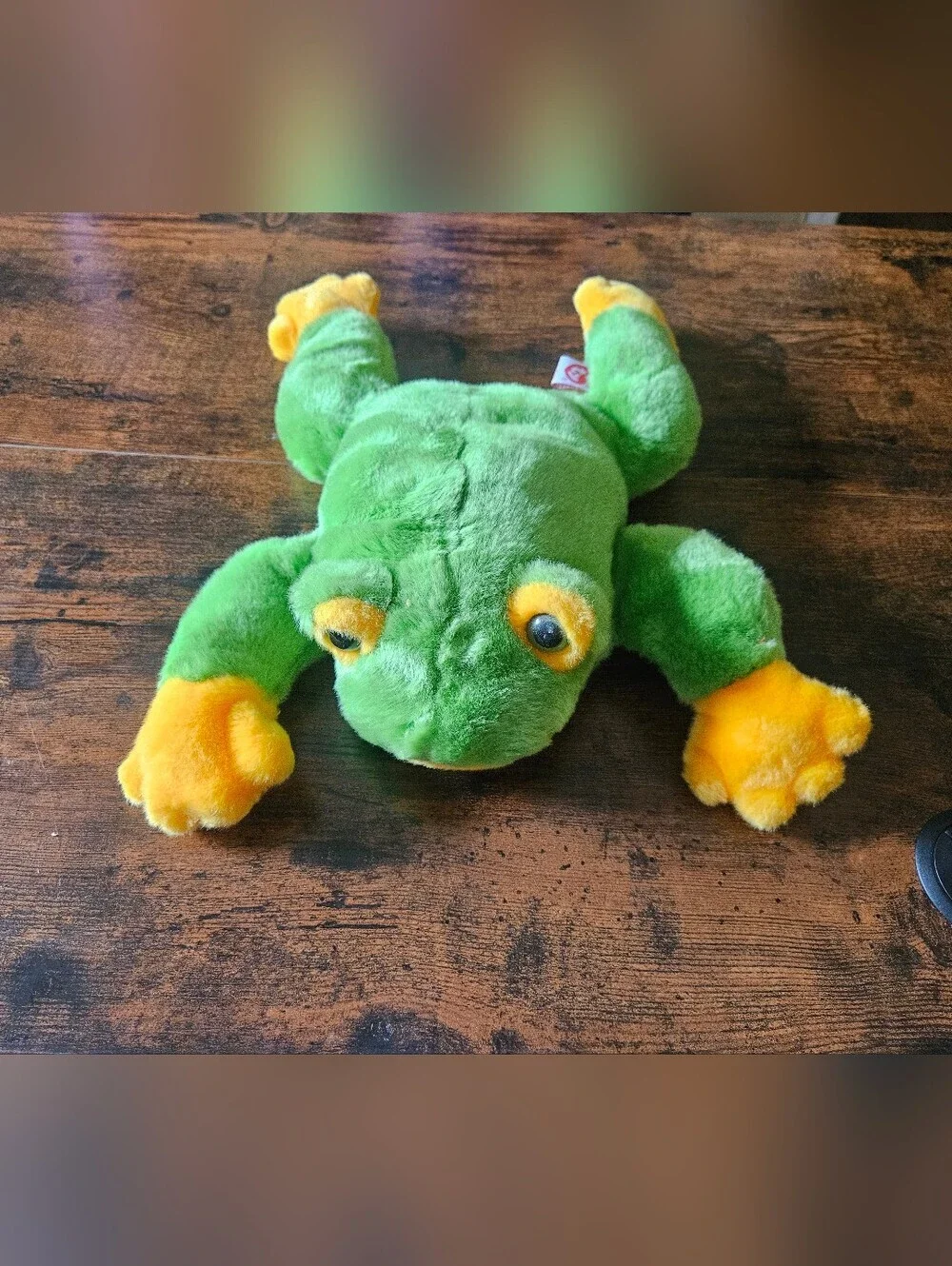 Vintage 1998 Ty Beanie Buddies Green & Yellow Plush Frog for Reptile Habitat